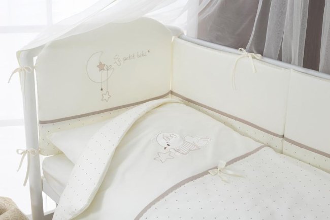 Комплект постельного белья "Le petit bebe", 6 пр, молочно-кофейный, Арт. ПБ6-01.5 Комплект постельного белья "Le petit bebe", 6 пр, молочно-кофейный, Арт. ПБ6-01.5