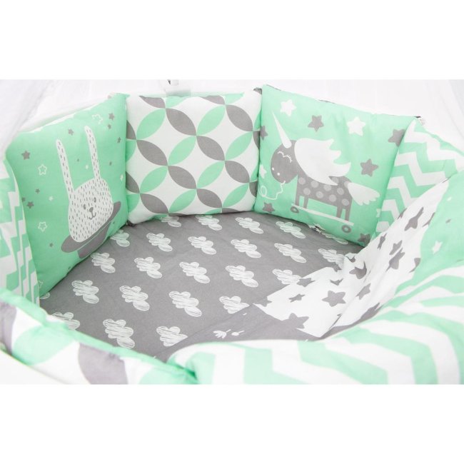 Комплект в кроватку универсальный 17 пр. «BABY BOO MINT» Комплект в кроватку универсальный 17 пр. «BABY BOO MINT»