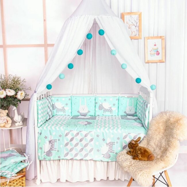 Комплект в кроватку универсальный 17 пр. «BABY BOO MINT» Комплект в кроватку универсальный 17 пр. «BABY BOO MINT»